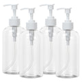 Yebeauty Soap Dispenser, 4 Pack 13.5oz/400ml Empty Refillable Pump Bottle Modern Liquid Plastic Shampoo and Conditioner Bottles Large Body Wash Dispenser for Shower, Clear