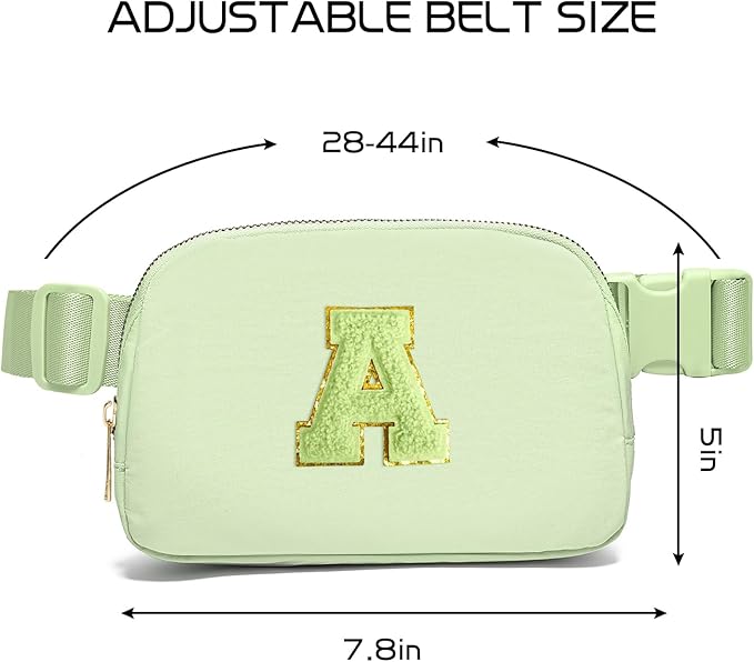 Gitus Gifts for 8 9 10 11 12 Year Old Girls Belt Bag Fanny Pack Crossbody Bags with Initial Letter Patch Cute Stuff Birthday Gifts for Teen Girls Women Personalized Trend Stuff (Light Green-A)