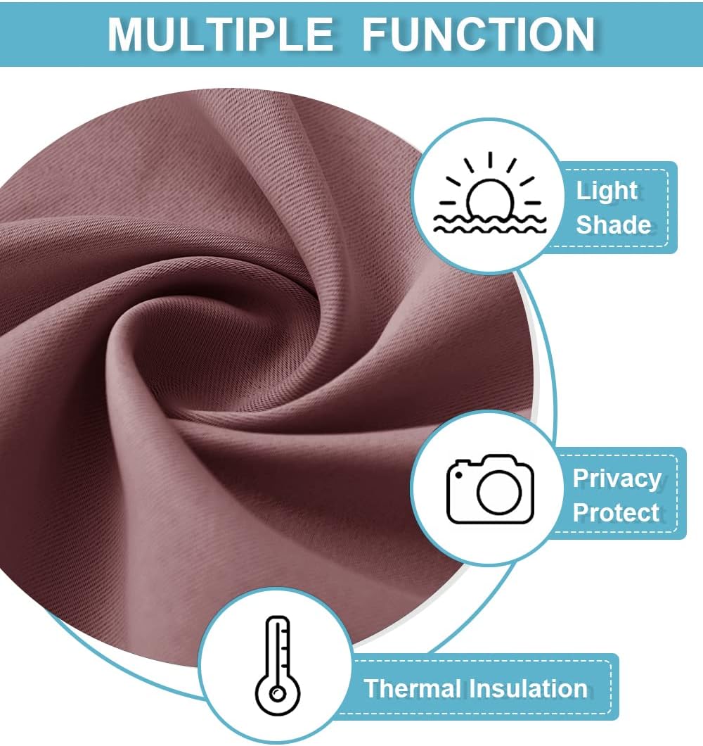 RYB HOME Small Curtains Blackout - Privacy Energy Efficiency Mini Curtains for Kids Bedroom RV Camper Windows Trailer Bathroom Kitchen Cabinet Window Tiers, W 29 x L 30, Dusty Rose, 2 Panels