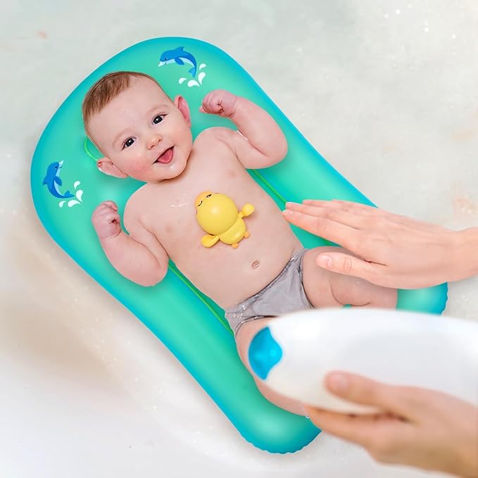 I Inflatable Baby Bathtub, Baby Tubs for Newborns to Toddlers, Infant Bathtub for Baby Travel Essential for Age from 0 to 6 Months,Baby Lounger Pillow for Newborn