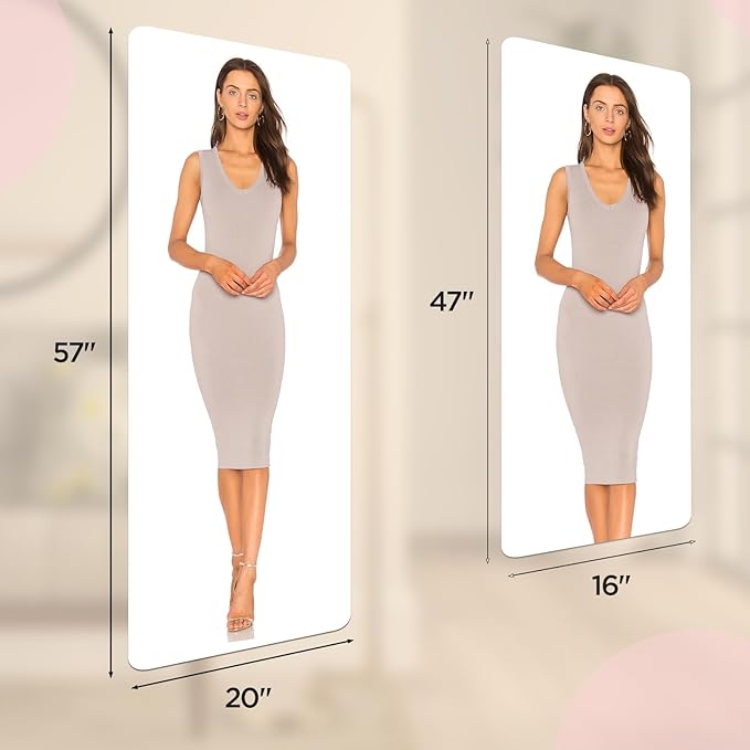 Acrylic Self Adhesive Mirror Sheet for Wall, Plastic Non Glass Sticky Kid Safety Mirror Tiles for Wall Rectangle 16x47 inch 1 Pcs