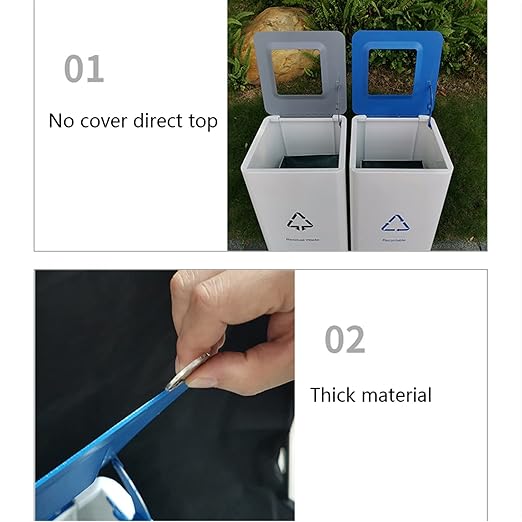 GLigeT Outdoor Trash can White Combined Trash Can Large-Capacity Square Sorting Trash Can Outdoor Direct Throw Trash Can Without Cover, Anti-Fingerprint Technology 48L Trash Can (Size : B)