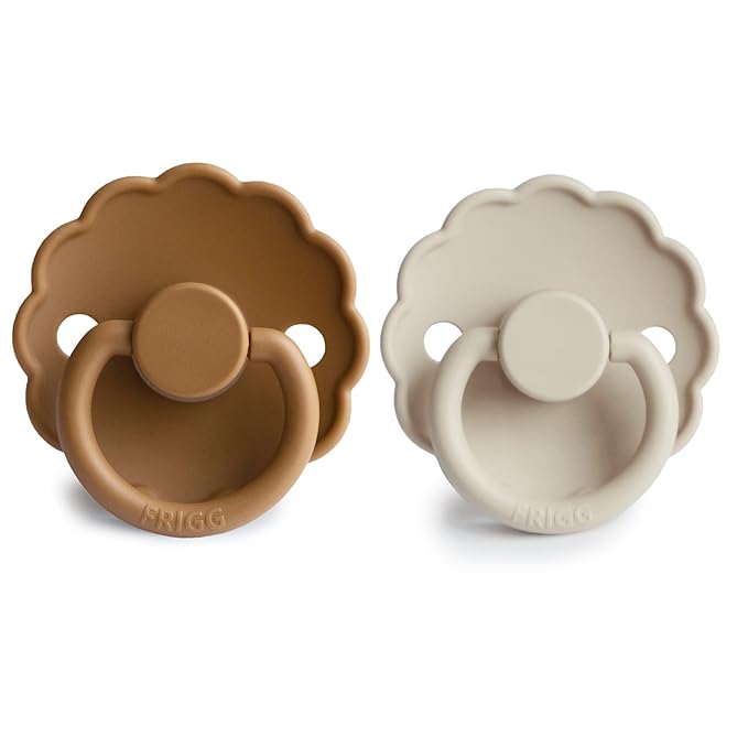 FRIGG Daisy SilkySoft Silicone Baby Pacifier | Made in Denmark | BPA-Free (Cappuccino/Cream, 6-18 Months)