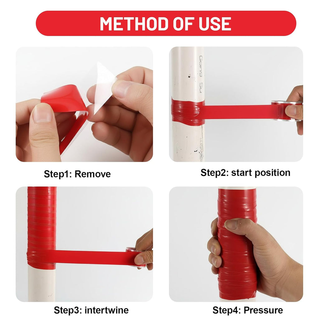 Self Fusing Silicone Tape 2 Rolls 1 in x 10' Red Waterproof Rescue Tape Rubber Leak Silicone Self-amalgamating Tape for Plumbing, Sealing Pipes, Hose Repair, Outdoor Coax and Tool Fixation