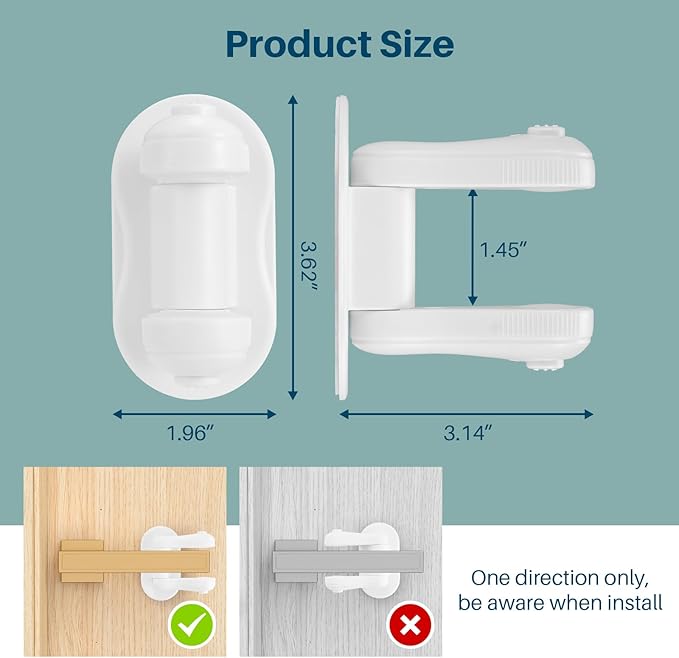 Inaya Door Lever Lock (2 Pack) – Child Proof Handle Locks, 3M Adhesive & Easy Installation for Home, Baby-Proof Locks for Kids Safety, Compatible with standard doors