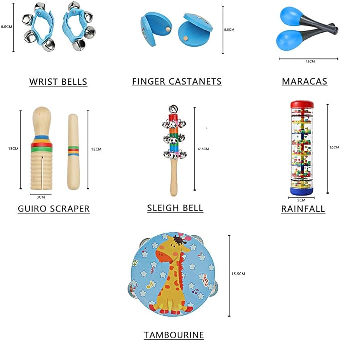 Kids Musical Instruments Toys Set: Baby Music Toys Montessori Percussion for Toddlers - Preschool Educational Musical Toys Set for Boys and Girls with Storage Bag (Blue)