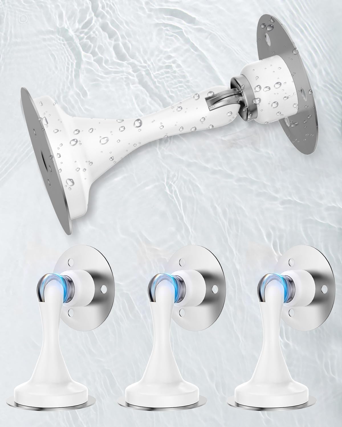 Magnetic Door Stoppers Door Catch - 4 Pack Stainless Steel Heavy Duty Door Stops for Bottom of Door, Wall & Floor Mounting No-Drill Strong Adhesive & Screws, Strong Door Holder to Keep Door Open