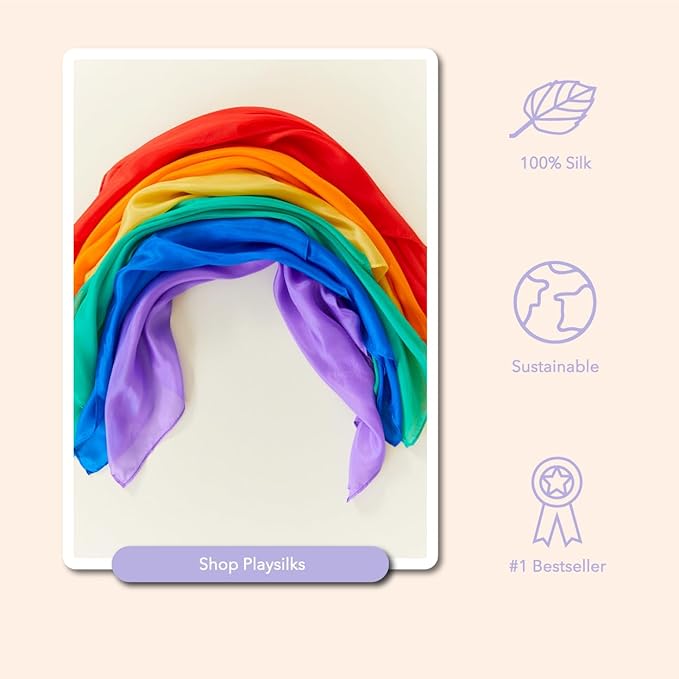Sarah's Silks Mini Playsilks | Solid Colors | Creative Waldorf Toys for Education and Open-Ended Play (Set of 6 Primary)