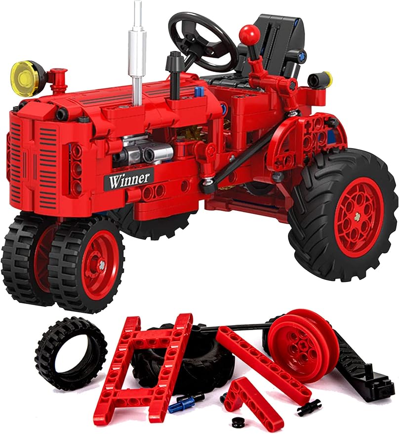 1/12 Classic Farm Tractor Toys Building Blocks Set Endless Fun for Kids with A Collection of Tractor Toys to Building Your Own 302Pcs Classic Red Farm Tractor