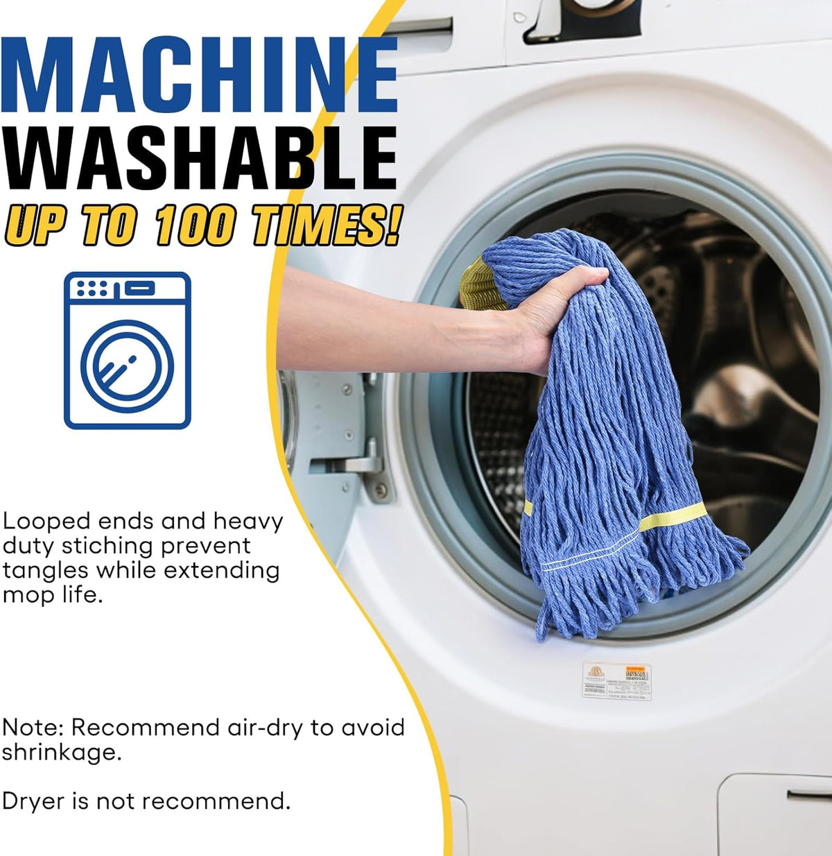 Matthew Cleaning Commercial Mop Head Replacement, 5 Inch Wide Headband, Looped End Cotton Blend String Wet Mops for Floor Cleaning, 24 oz Large, 1-Pack Blue