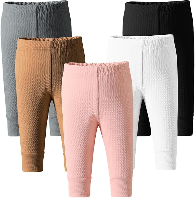 Newborn Toddler Baby Girl Pants Leggings Ribbed Straight Flare Infant Girl Pants Leggings Bell Bottoms 5 Packs