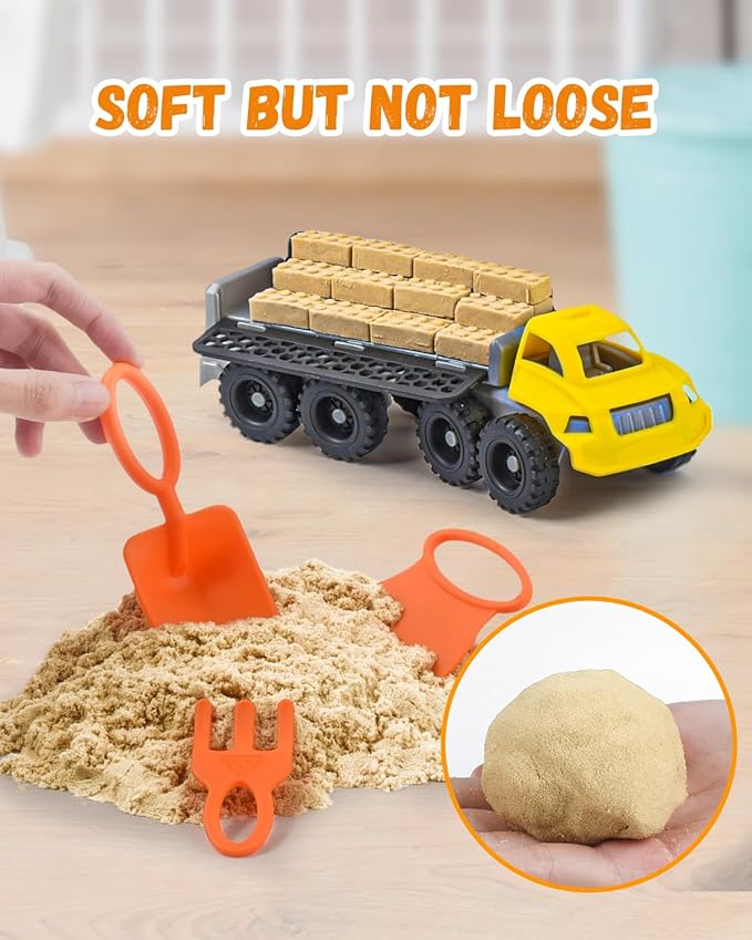 Sand Play Set,Construction Sensory Bin with Moldable Self-Sticking Play Sand for Kids, Sensory Building Toy Set for Kids Age 3+, Birthday Gift Idea