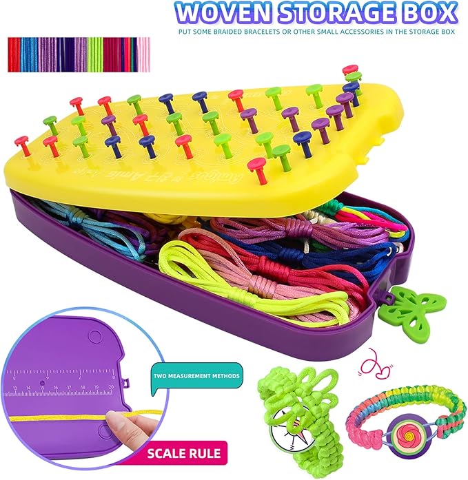 Friendship Bracelet Making Kit Toys, Ages 7 8 9 10 11 12 Year Old Girls Gifts Ideas, Birthday Present for Teen Girl, Arts and Crafts String Maker Tool, Bracelet DIY, Kids Travel Activity Set