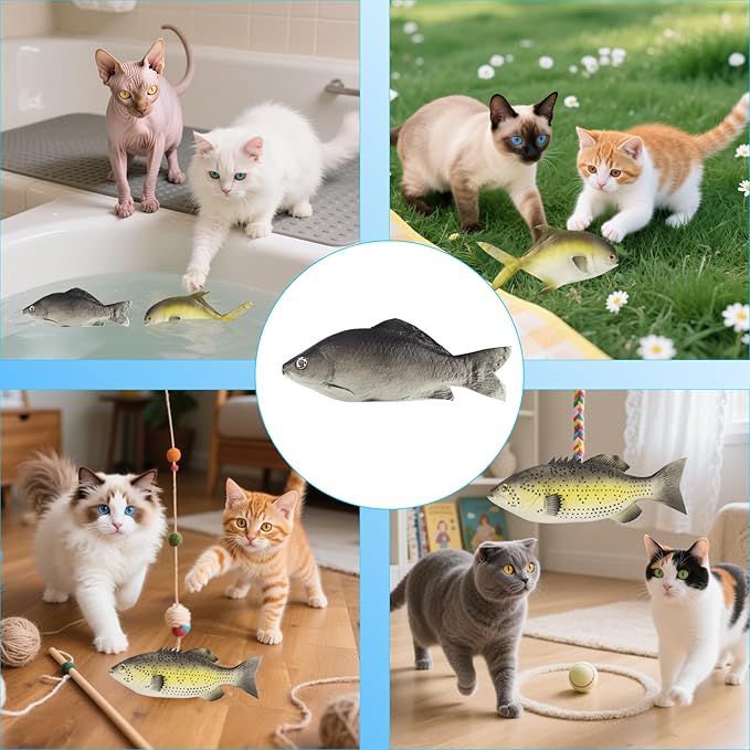 10 Pcs Realistic Fake Fish 6 Types Lifelike Stuffed Artificial Fish Models Rubber Fishs for Photography Props, Party Favor Display, Kitchen Decor