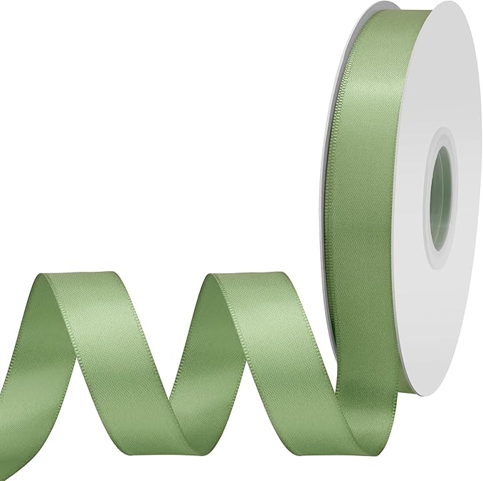 Sping Moss Satin Ribbon 3/4" X 50 Yards Solid Color Double Faced Ribbons Perfect for Crafts Wedding Decor Bow Making Arts Sewing and More