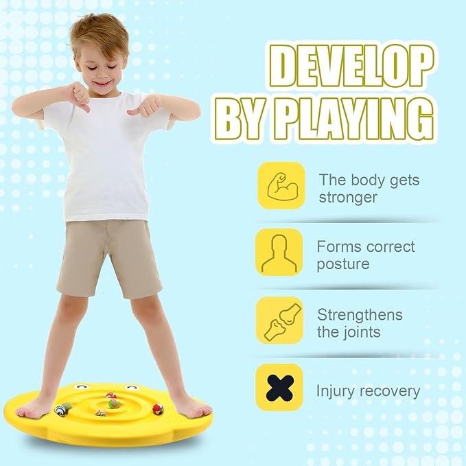 Maze Balance Board for Kids Plastic Wobble Rocker Balance Board with Mini Balls Load 170lb for Balancing Exercise Equipment Game Girls Boys Physical Therapy, 18.5 x 14.57 Inches