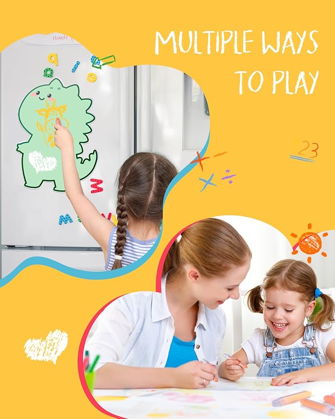 NewFamily Kids Art Chalk Set - 24 Color Dustless Chalk with Cute Magnetic Drawing Board, Creative Gift for Boys and Girls