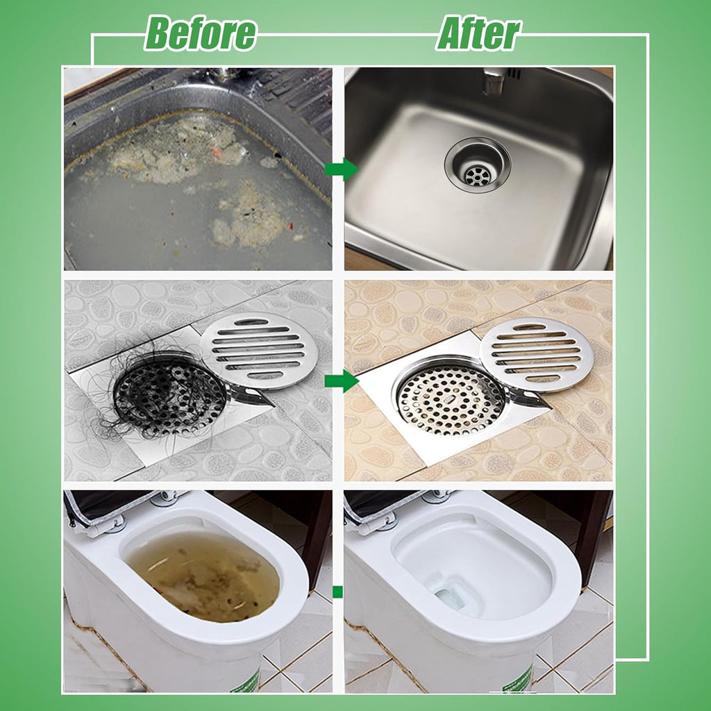 Drain Clog Remover Powder Sink Drain Cleaner for Hair and Grease, 18-Packs Heavy-Duty Powerful Kitchen Sink and Shower Unclogger, Pipe-Safe