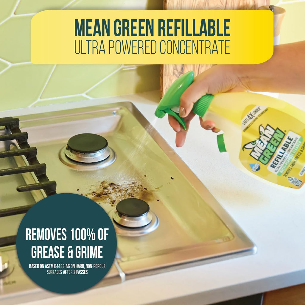 Mean Green Refillable Ultra Powered CONCENTRATE Multi Purpose Cleaner, Citrus & Green Tea, 14.3 fl oz 2-Pack