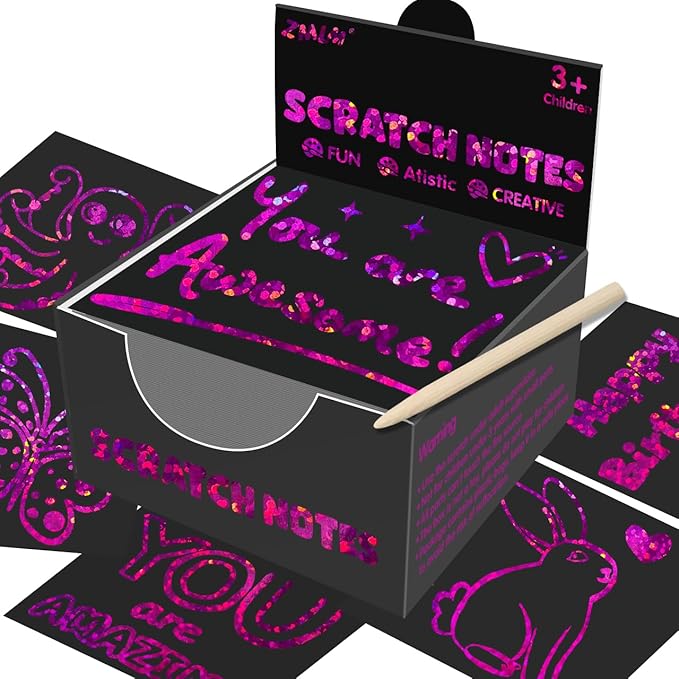 ZMLM 165 Rainbow Scratch Paper Art Crafts Mini Notes Kids Gifts 4 5 6 7 8 9 10 Years Old Girls Boys Students Teens Classroom Prizes School Supplies Birthday Party Travel Toy Activity(Rose)
