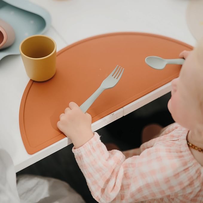 mushie Flatware Fork and Spoon Set for Kids | Made in Denmark (Cloud)