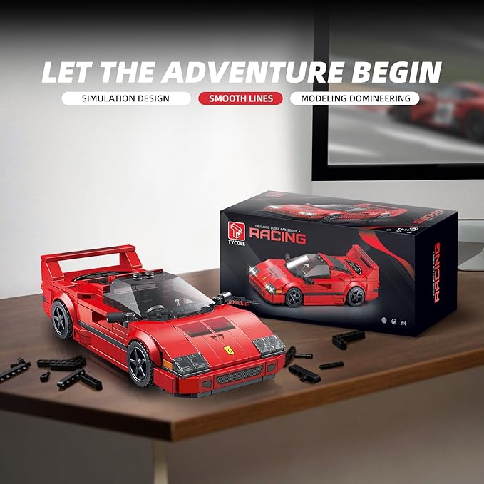 VGD Car Building Kit with Display Case, Cool Collectible Model Super Race Car Building Blocks Set, 1:24 Scale Collectible Model Cars Set for Kids Boys Girls Adults Sports car Lovers Kids - 322PCS