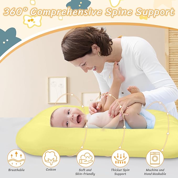 Baby Lounger for Newborn 0-18 Months, Bionic Design Infant Floor Seats & Loungers for Home and Travel, Soft Organic Cotton Baby Lounger, Newborn Babies Shower Gifts
