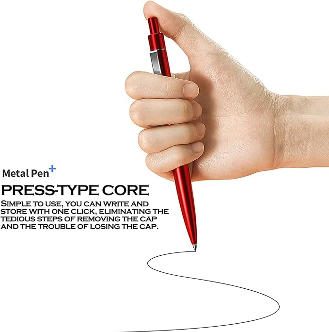 DUNBONG Blue Metal Gel Pen, Gel Ink Ballpoint Pen, Black Ink, 0.5mm Retractable Ink Pen (Blue)