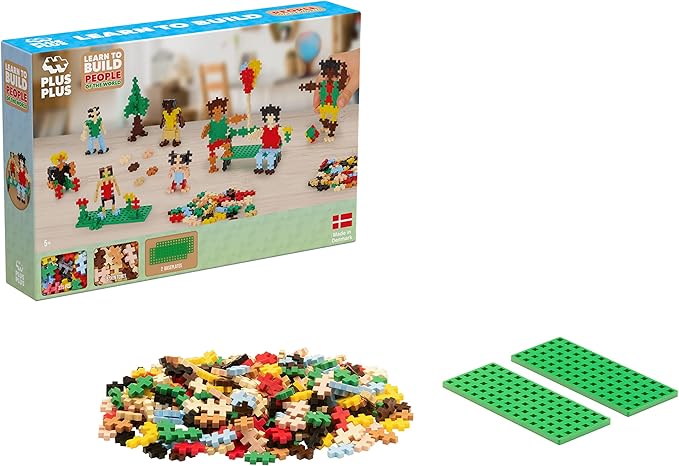 PLUS PLUS Learn to Build Set, Interlocking Mini Building Blocks, 3D Puzzle Construction Stem Toy for Kids - People of The World, 275 Pieces