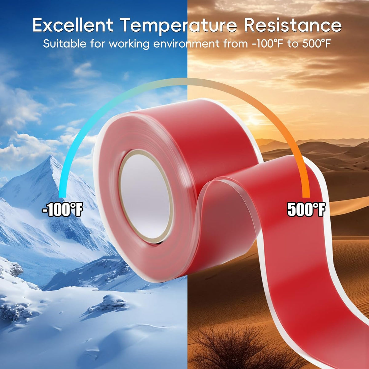 Self Fusing Silicone Tape 2 Rolls 1 in x 10' Red Waterproof Rescue Tape Rubber Leak Silicone Self-amalgamating Tape for Plumbing, Sealing Pipes, Hose Repair, Outdoor Coax and Tool Fixation