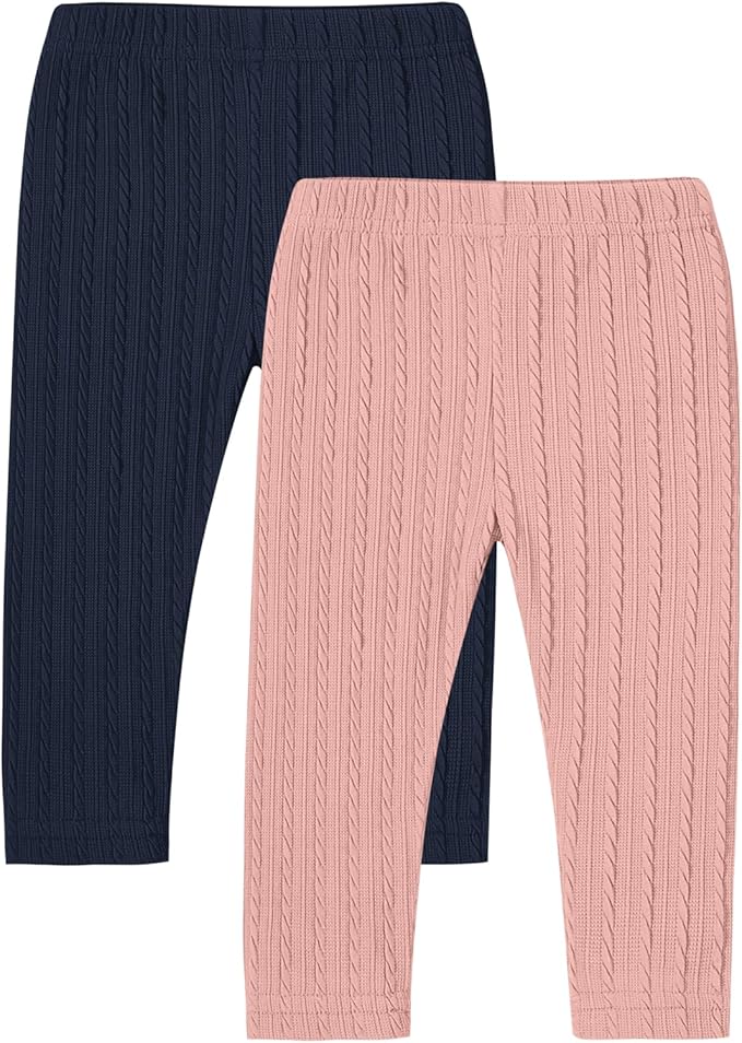 U·nikaka Toddler Baby Girls Pants Ribbed Infant Pants Leggings Toddler Baby Girl Bottoms Leggings 2 Packs