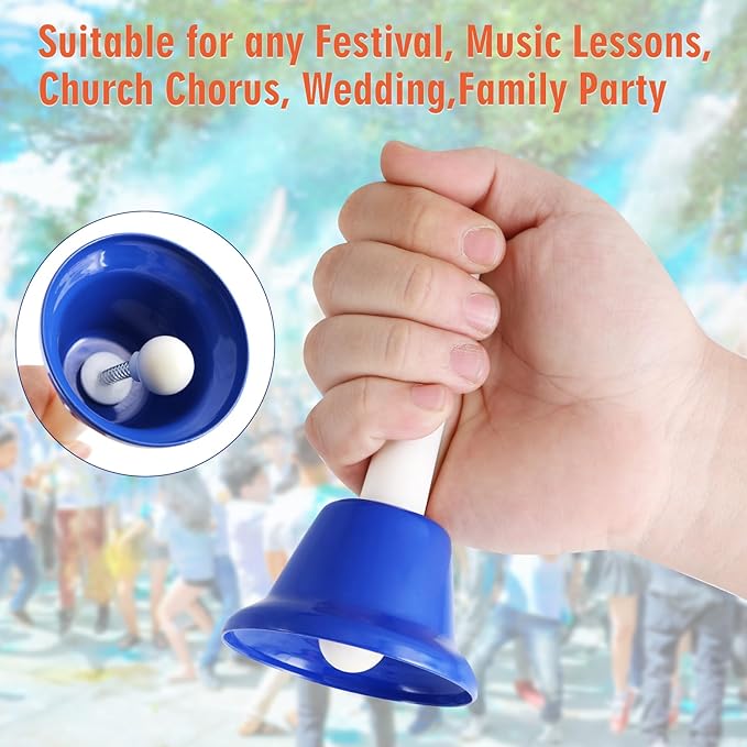 Eastrock Handbells, Hand Bells Set 8 Note Musical Bells for Toddlers Children Kids Adults, Used for Festival, Musical Teaching, Church Chorus, Wedding, Family Party