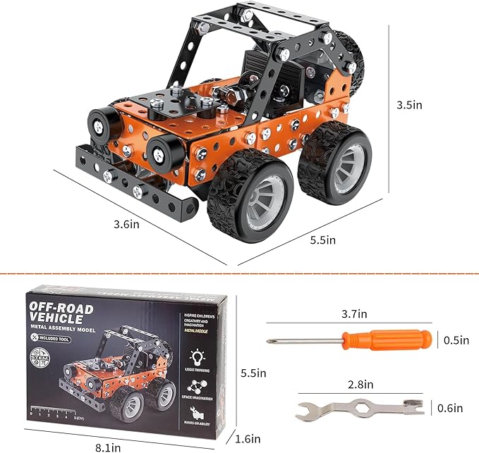 Buildable 3D Metal Engineering Kit STEM Set for Ages 8-16 Develops Logic Skills DIY Project Ideal Gift for Kids Age 8-16 Orange