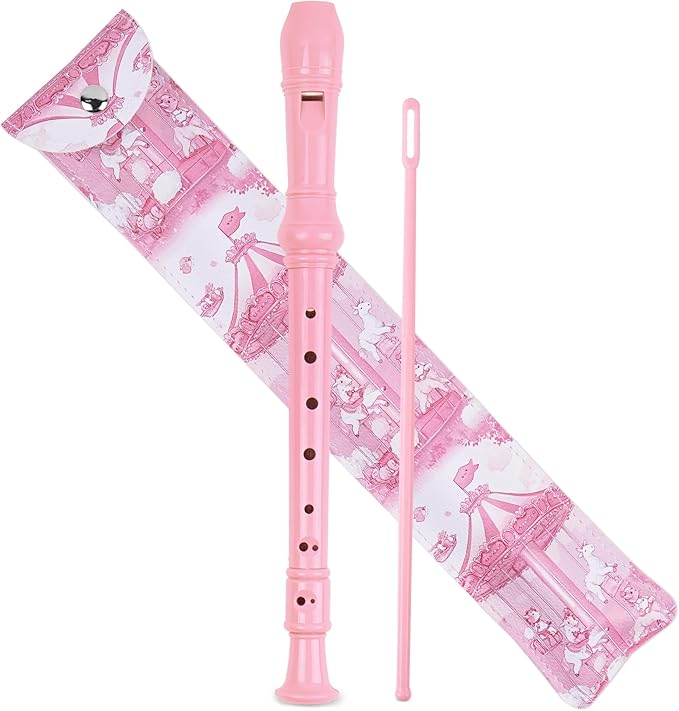 Recorder Instrument for Beginner Kids Adults,8-Hole Soprano Descant Recorder Music Flute with with Cleaning Rod & Leather Case For School Student Home Entertainment(2-Trojans）