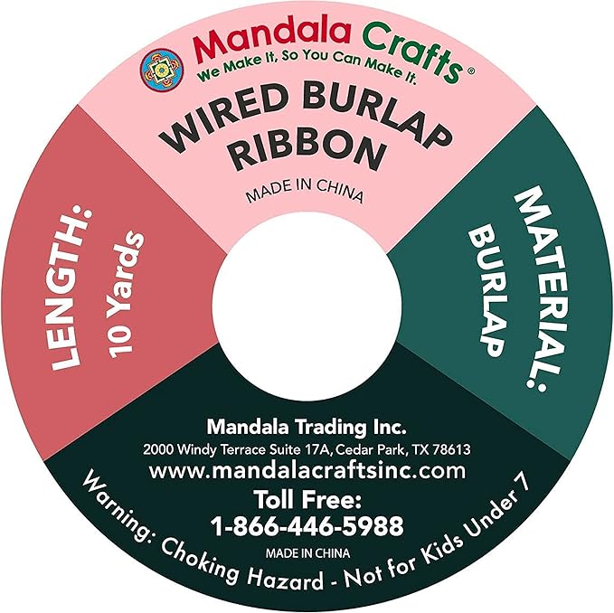 Mandala Crafts Red Burlap Wired Ribbon 3 Inches Wide Jute Ribbons for Crafts - 10 Yds Roll Rustic Burlap Wrap Trim Ribbons for Wreaths Bows Party Decoration