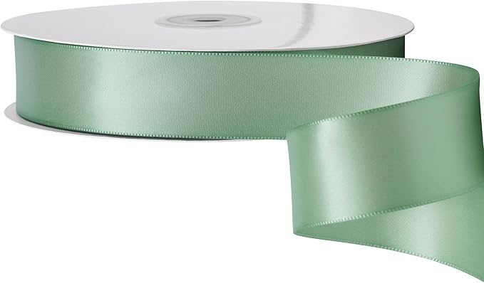LIUYAXI Sage Green Double Faced Satin Ribbon, 1" X Continuous 25 Yards, Ribbons Perfect for Gift Wrapping Wedding Bouquet Decor DIY Craft Bow Making & Other Projects