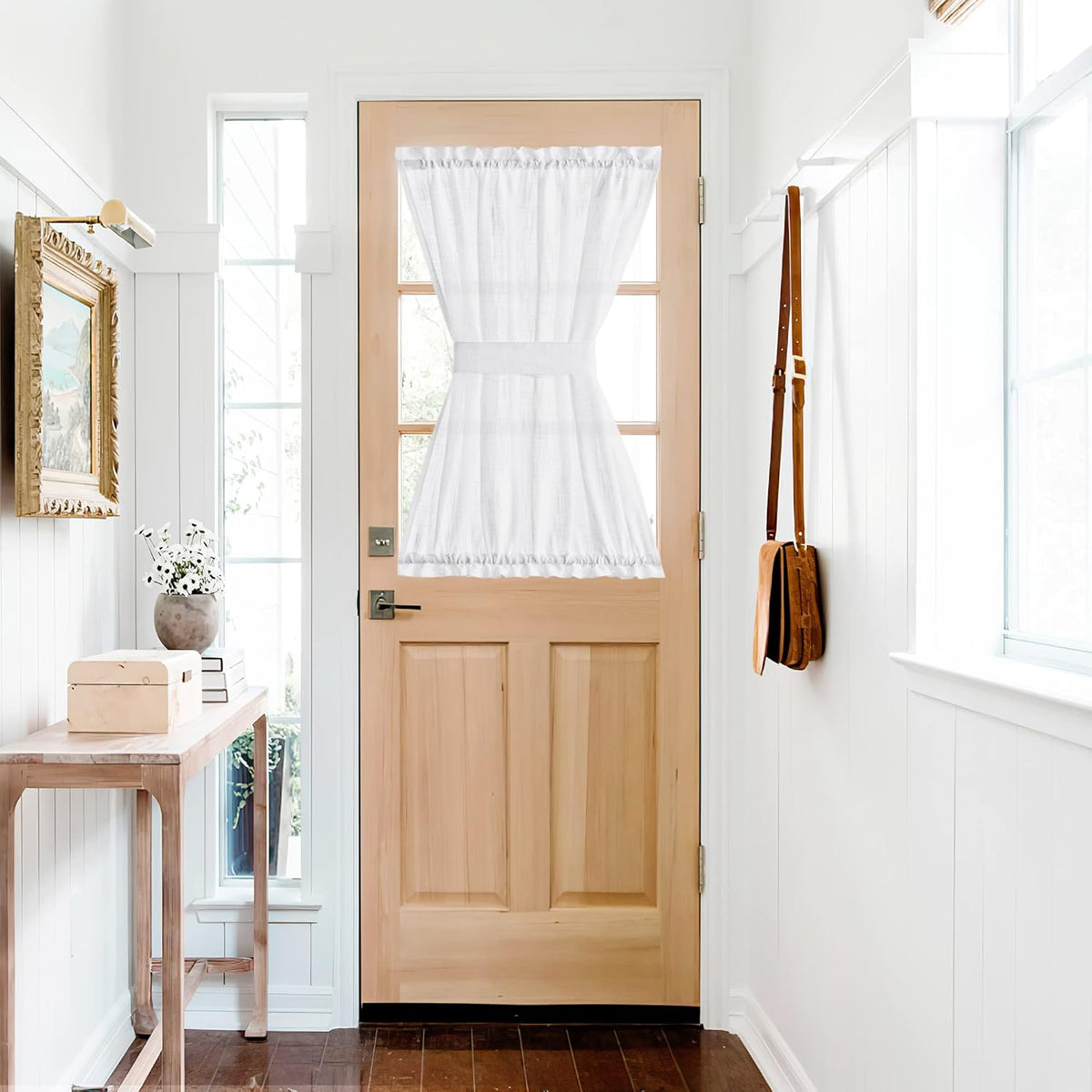 NICETOWN Classroom Window Cover Sheer Lockdown Shade, Front Door Curtains for Glass Window, Small Rod Pocket Curtains for French Door/Basement/Bathroom, 1 Panel, 36" Wide x 40" Long, White