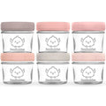 KeaBabies 6pk 4oz Glass Baby Food Containers with Lids - Leak-Proof, Microwavable Small Glass Jars, Baby Purees & Toddler Snack Storage Containers, BPA-Free, Dishwasher & Freezer Safe (Roseate)