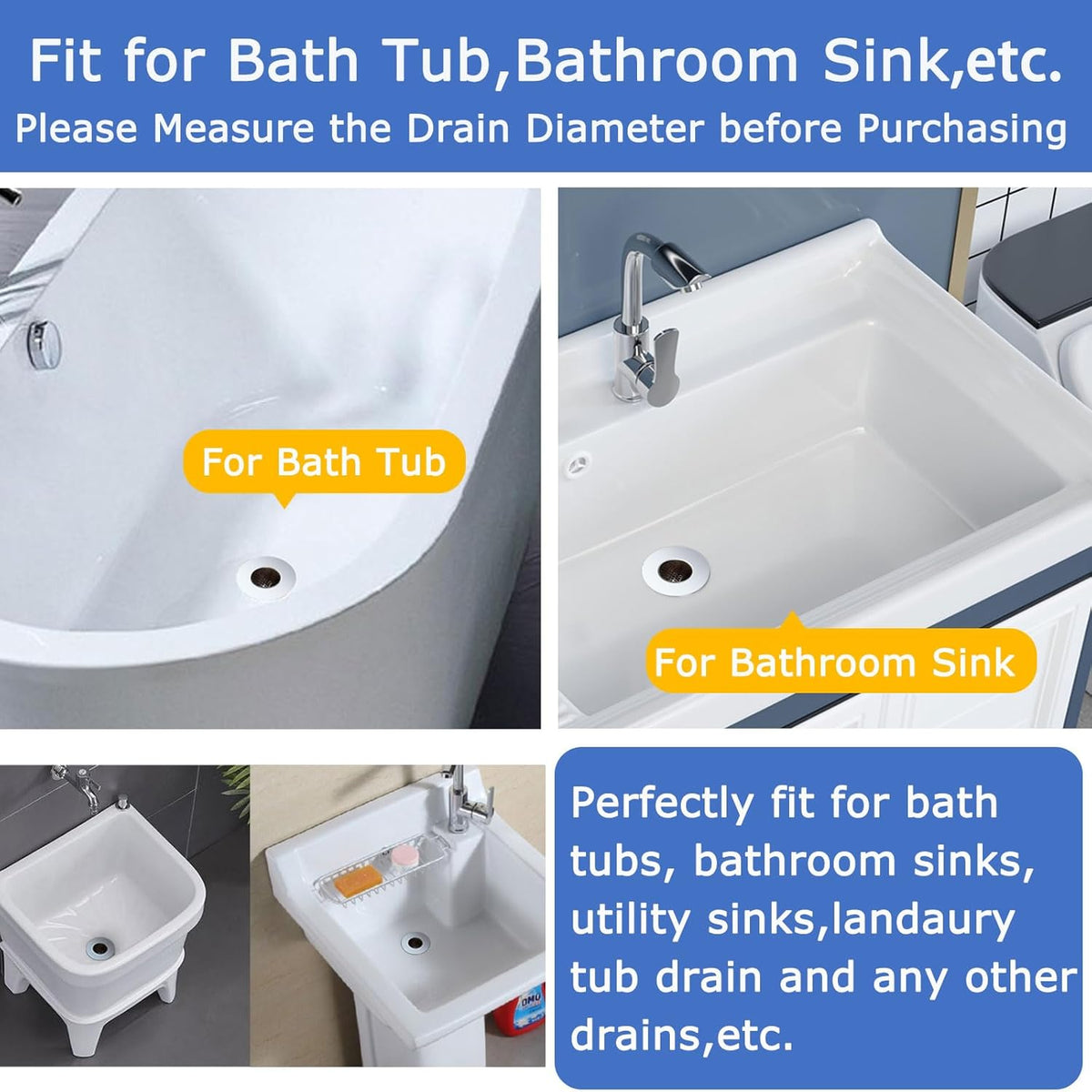 Bathroom Sink Drain Strainers for 1.1"-1.6" Depth Than 1.6" Drain Hole Catcher for Laundry, Utility, RV Sink.Small Conical Bathroom Sink Strainer Basket (0.94 inch Mouth Wide,3 Pcs)