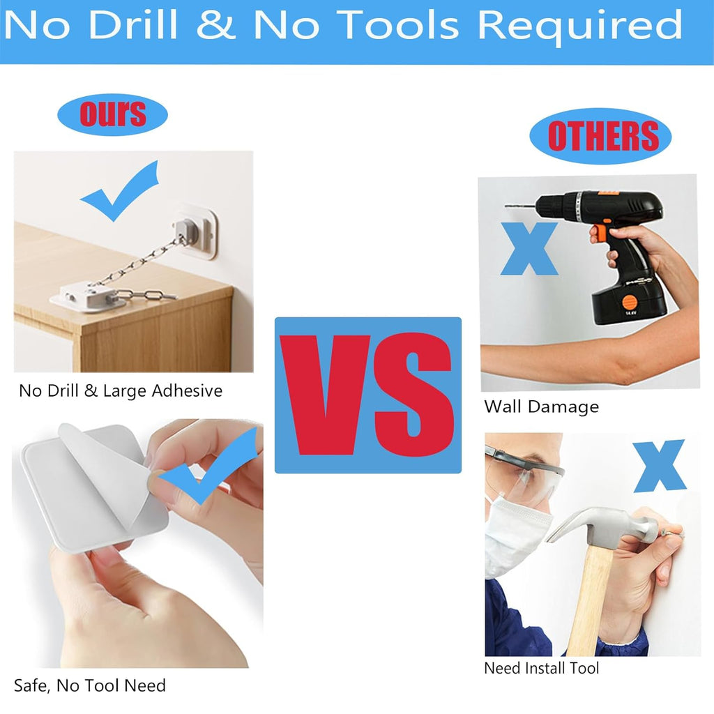 YEYA Anti-Tip No Drill Furniture Anchor with 3M Adhesive 10" Adjustable Straps, Baby Proofing Wall Anchors for Child Safety, Playroom Essentials 2P