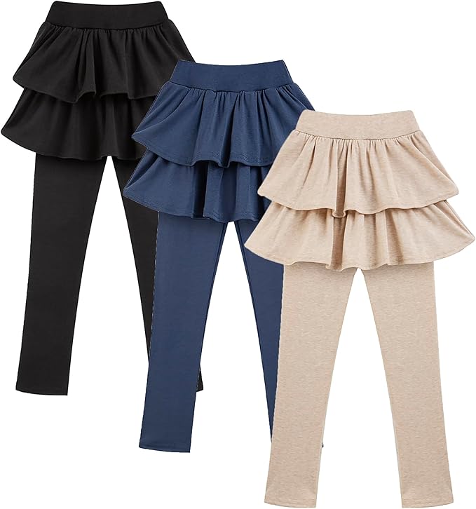 Girls School Uniform Pants Leggings with Skirts Stretch Warm Jegging 4-12 Years