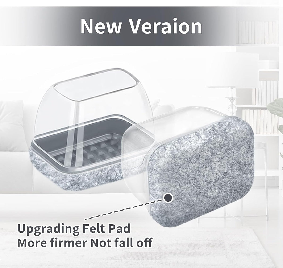 Ezprotekt 8 Pcs Rectangle Grey Felt Chair Leg Floor Protectors for Hardwood Floors, Rectangle Silicone Chair Leg Caps, Furniture Leg Covers Cups for Table Desk (Fit W :0.6-0.8", L: 0.9-1.3")