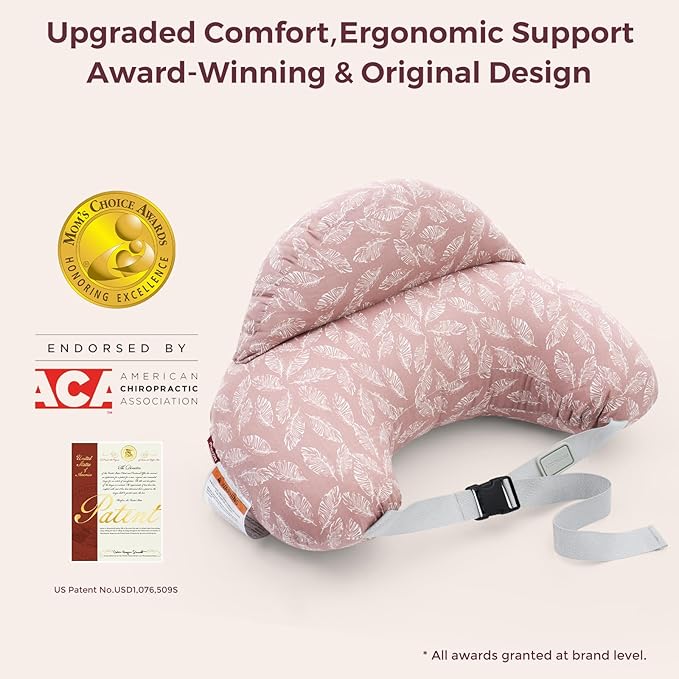 Momcozy Original Nursing Pillow for Breastfeeding-Pioneering Safety Fence- Wider Feeding Pillows for More Support for Mom & Baby- Easier Nursing & Hand Free- Fit for All, Removable Cotton Cover