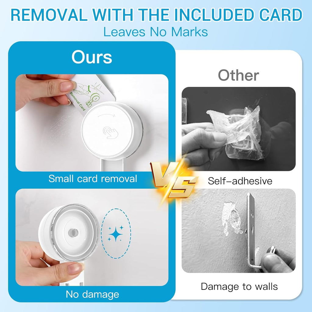 LUXEAR Suction Hooks Powerful Vacuum Suction Shower Hook- Heavy Duty Hangers Waterproof Wall Hooks for Bathroom Kitchen Towel, Robe, Loofah Removable and Reusable Hooks for Bags Coat (2 Pack)