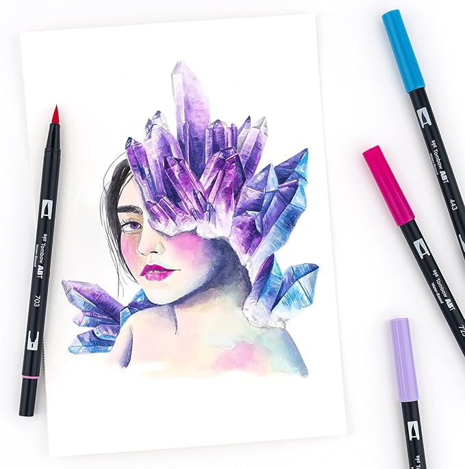 Tombow 56188 Dual Brush Pen Art Markers, Galaxy, 10-Pack. Blendable, Brush and Fine Tip Markers