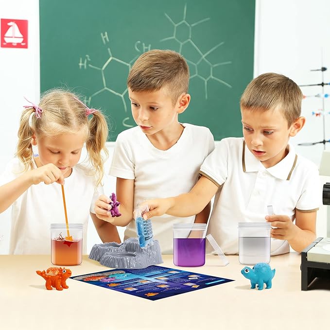XXTOYS Crystal Growing Kit for Kids - 3 Vibrant Colored Dinosaurs to Grow - Science Kits for Kids Age 6-8, Great Gifts Toys for Boys & Girls 8-12, STEM Projects for Kid