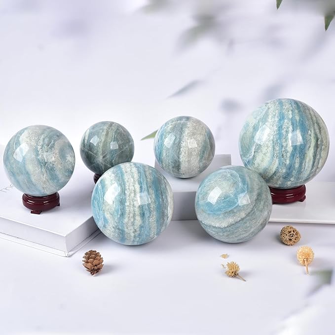 JIC Gem Natural Large Healing Crystal Sphere Ball Trolleite Crystal Decorative Ball Chakra Meditation Fengshui (110-120mm)