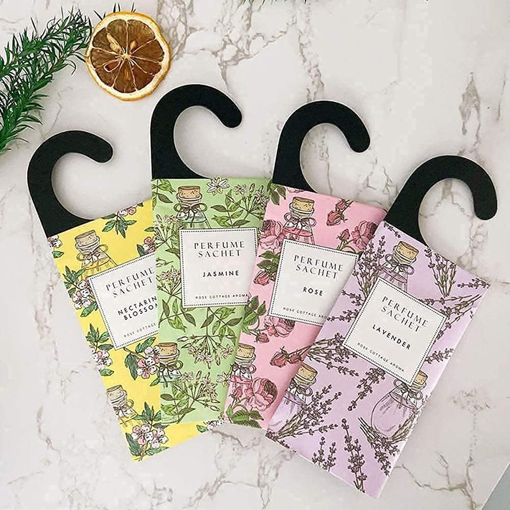 Rose Cottage Large 12 Packs Closet Deodorizer Freshener Closet Air Freshener Home Scented Sachets Room Freshener Scents Air Freshener Closet Odor Eliminator 4 Scents Floral