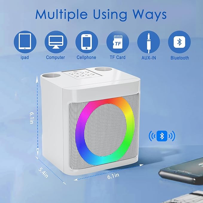 Karaoke Machine for Kids Adults - Portable Bluetooth Speaker with 2 Wireless Microphones, Singing Machine for Party, Birthday Gifts for Girls Boys Ages 4, 5, 6, 7, 8, 9, 10, 11, 12+ Years Old