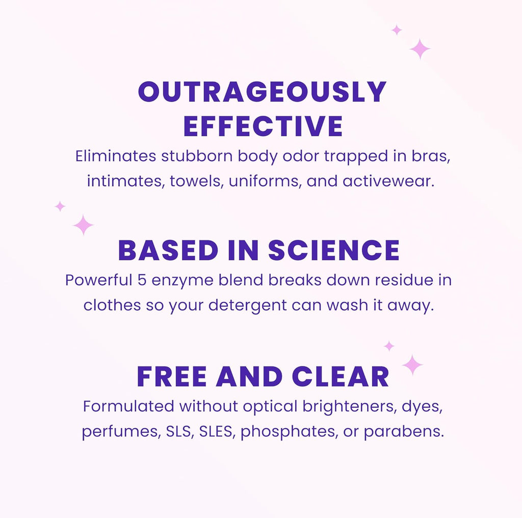 Lume Laundry Stink Eraser - Detergent Booster & Sink Soak - Eliminates Body Odor In Clothes - Odor Blasting Enzyme Blend - Makes Your Detergent Work Better - Free And Clear - 8 fluid ounces (2 Pack)